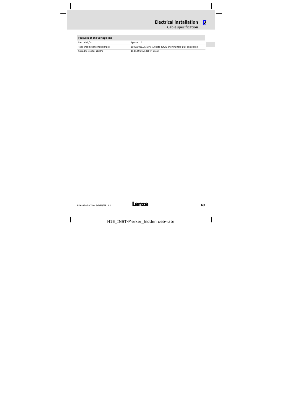 Electrical installation | Lenze E82ZAFVC010 User Manual | Page 49 / 100