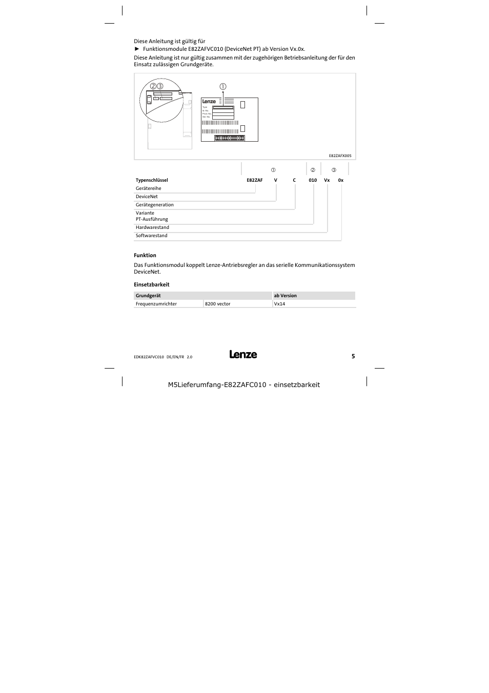 Diese anleitung ist gültig für | Lenze E82ZAFVC010 User Manual | Page 5 / 100