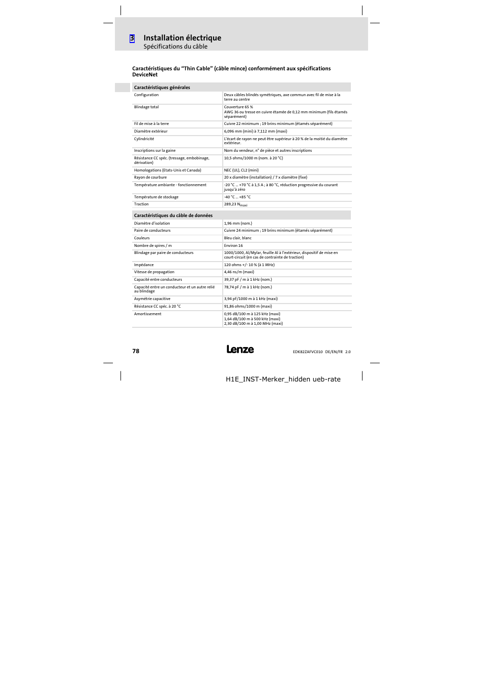 3installation électrique | Lenze E82ZAFVC010 User Manual | Page 78 / 100