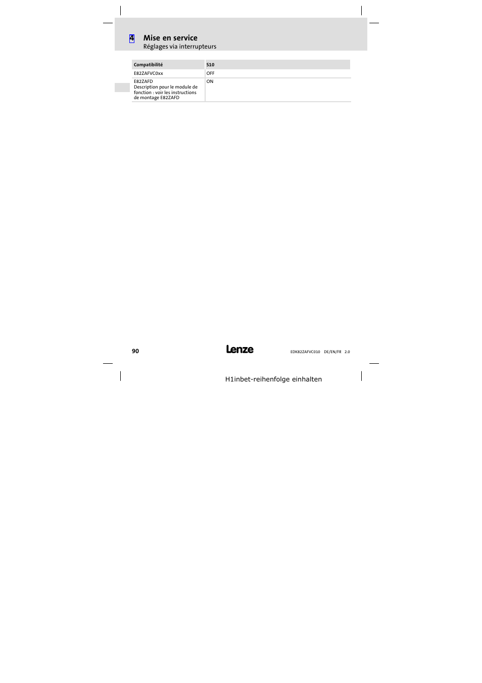 Lenze E82ZAFVC010 User Manual | Page 90 / 100