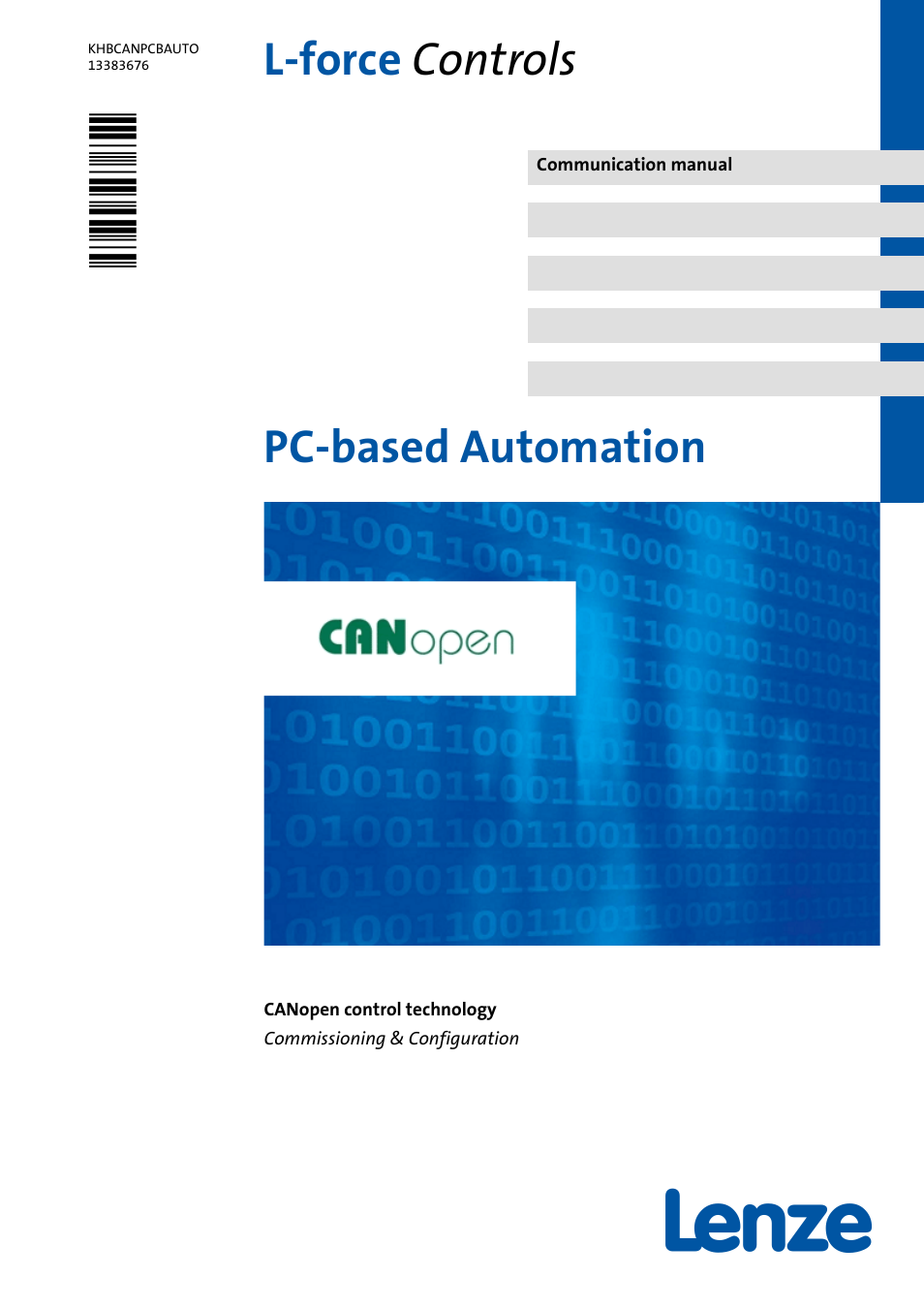 Lenze CANopen control technology User Manual | 105 pages
