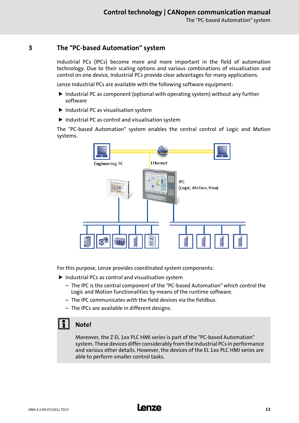 3 the "pc-based automation" system, The "pc-based automation" system | Lenze CANopen control technology User Manual | Page 13 / 105