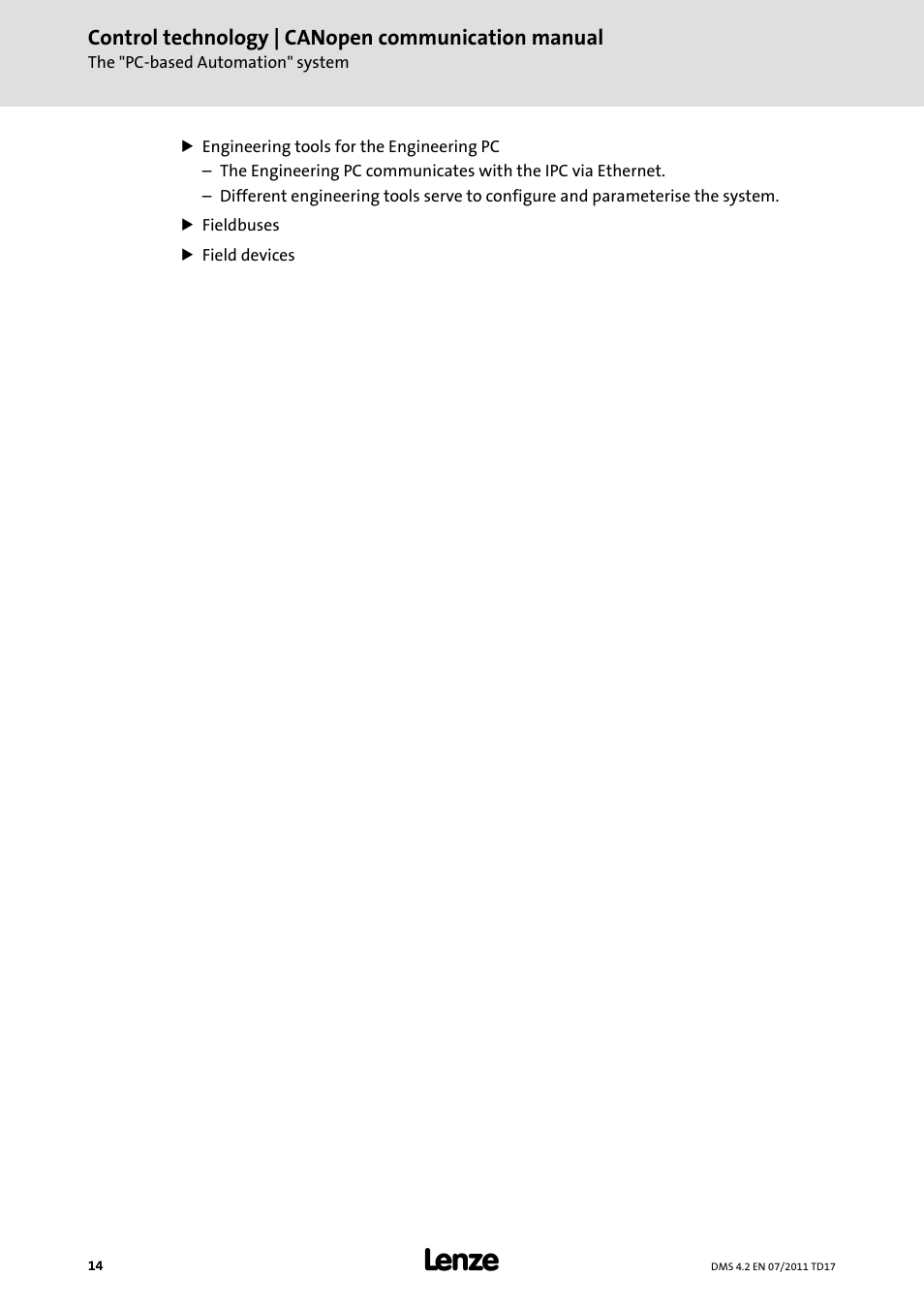 Lenze CANopen control technology User Manual | Page 14 / 105