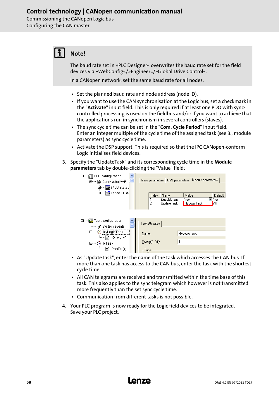 Lenze CANopen control technology User Manual | Page 58 / 105