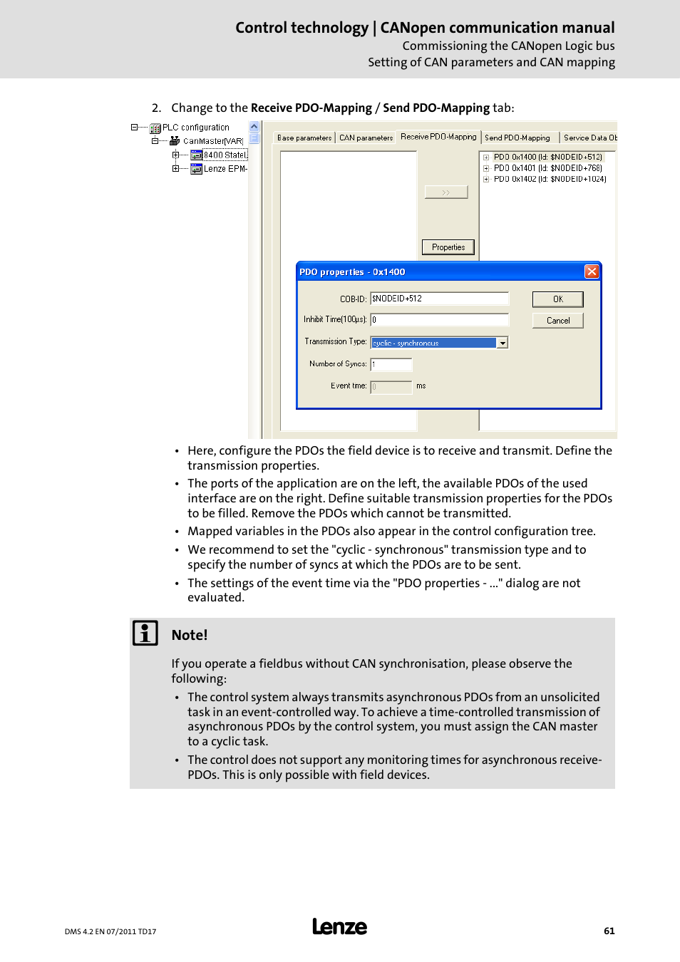 Lenze CANopen control technology User Manual | Page 61 / 105