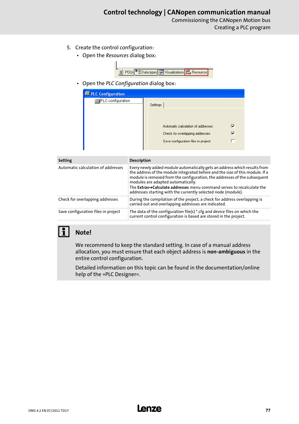 Control technology | canopen communication manual | Lenze CANopen control technology User Manual | Page 77 / 105