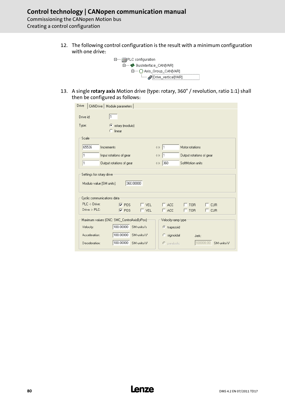 Lenze CANopen control technology User Manual | Page 80 / 105