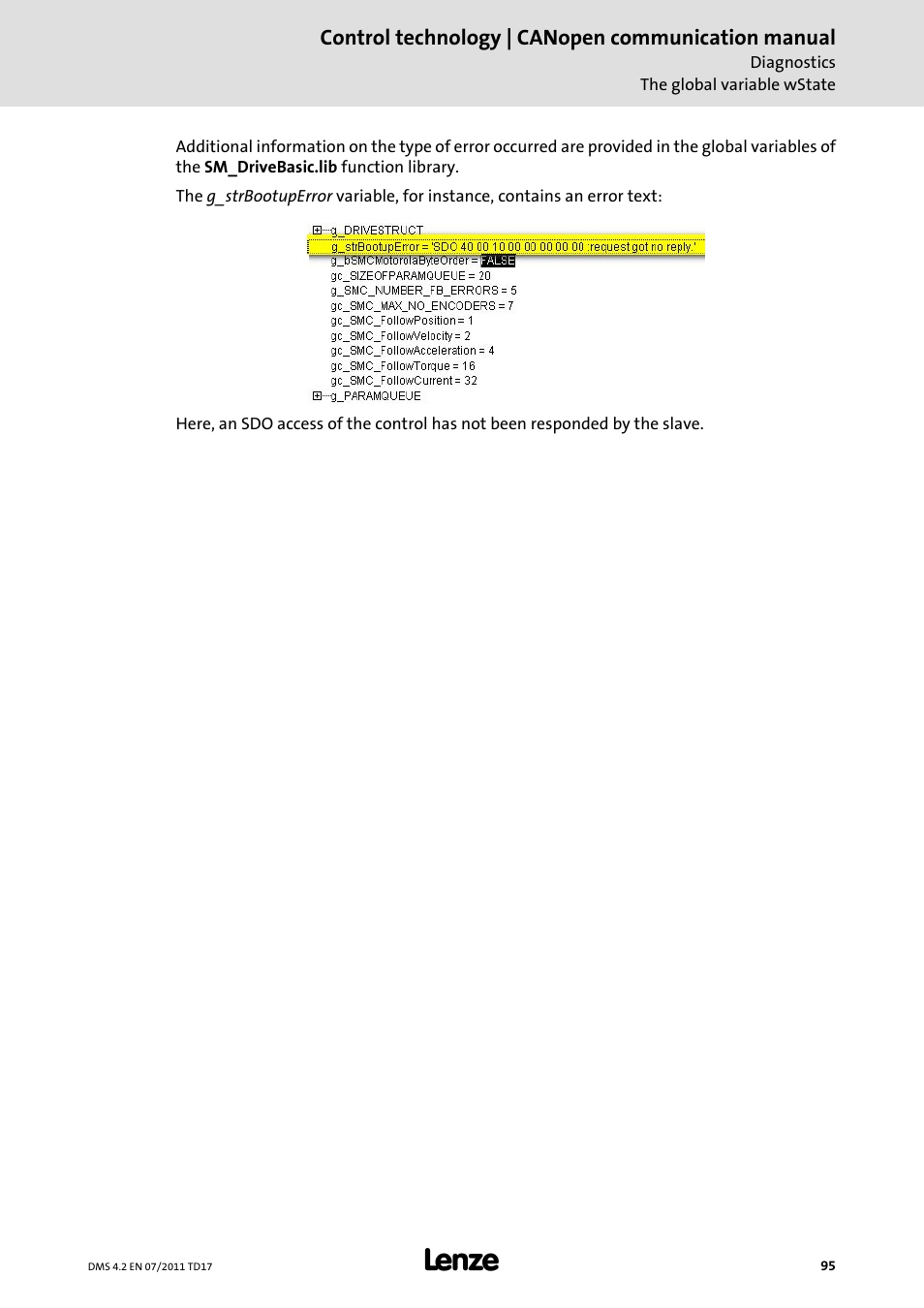 Lenze CANopen control technology User Manual | Page 95 / 105
