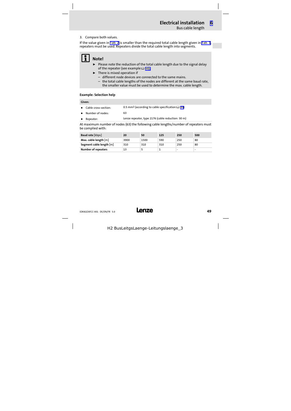 Electrical installation | Lenze E82ZAFCC001 User Manual | Page 49 / 82