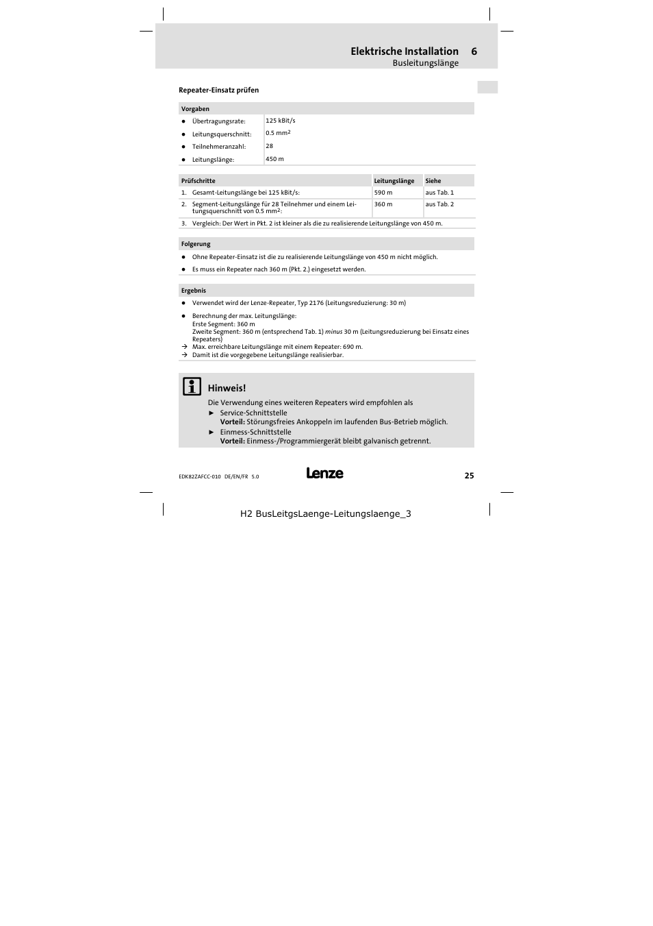 Elektrische installation, Hinweis | Lenze E82ZAFCC010 User Manual | Page 25 / 84