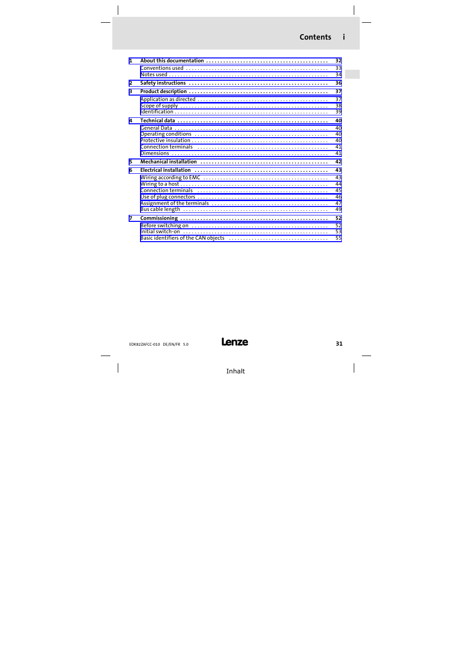 Lenze E82ZAFCC010 User Manual | Page 31 / 84