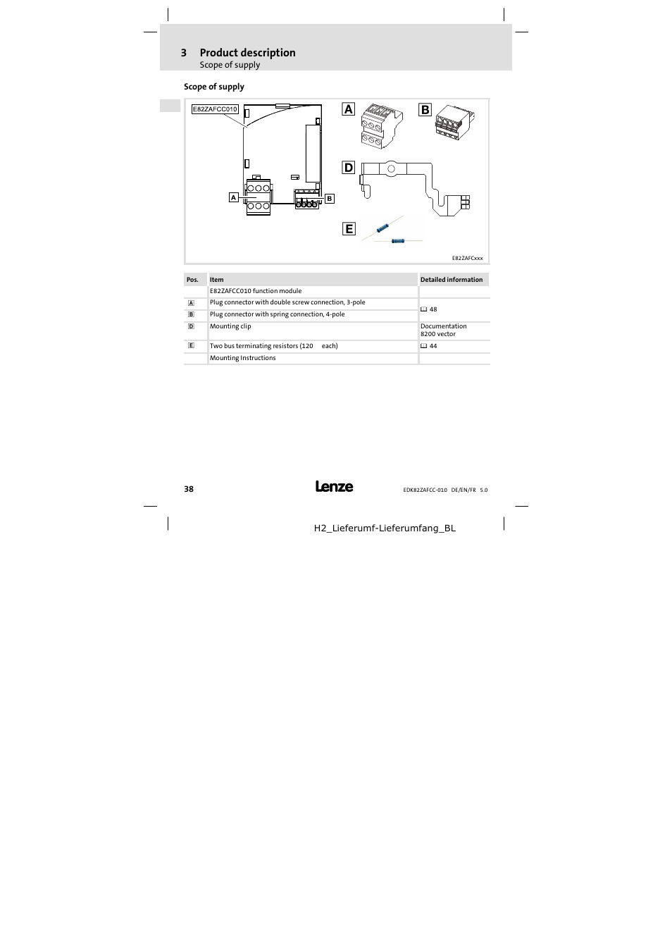 Scope of supply, 3product description | Lenze E82ZAFCC010 User Manual | Page 38 / 84