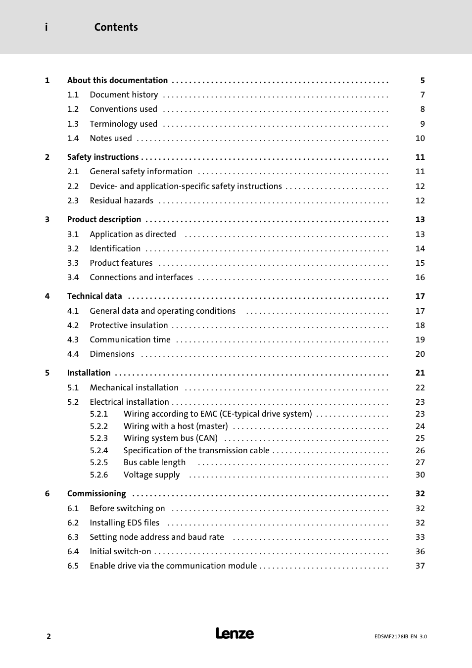 Lenze EMF2178IB User Manual | Page 2 / 154
