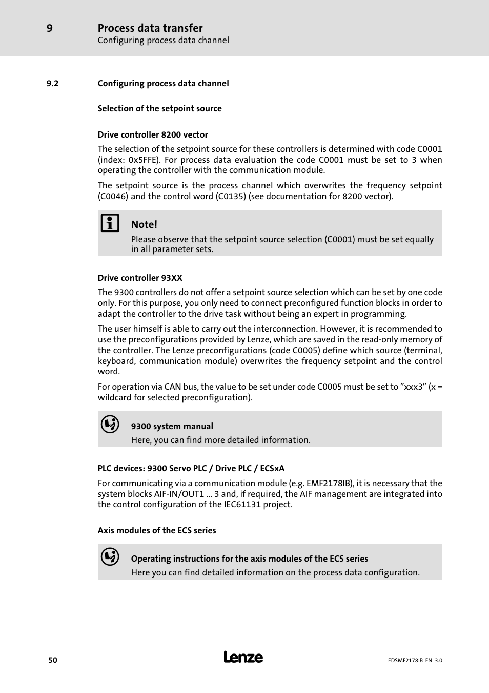 2 configuring process data channel, Configuring process data channel | Lenze EMF2178IB User Manual | Page 50 / 154