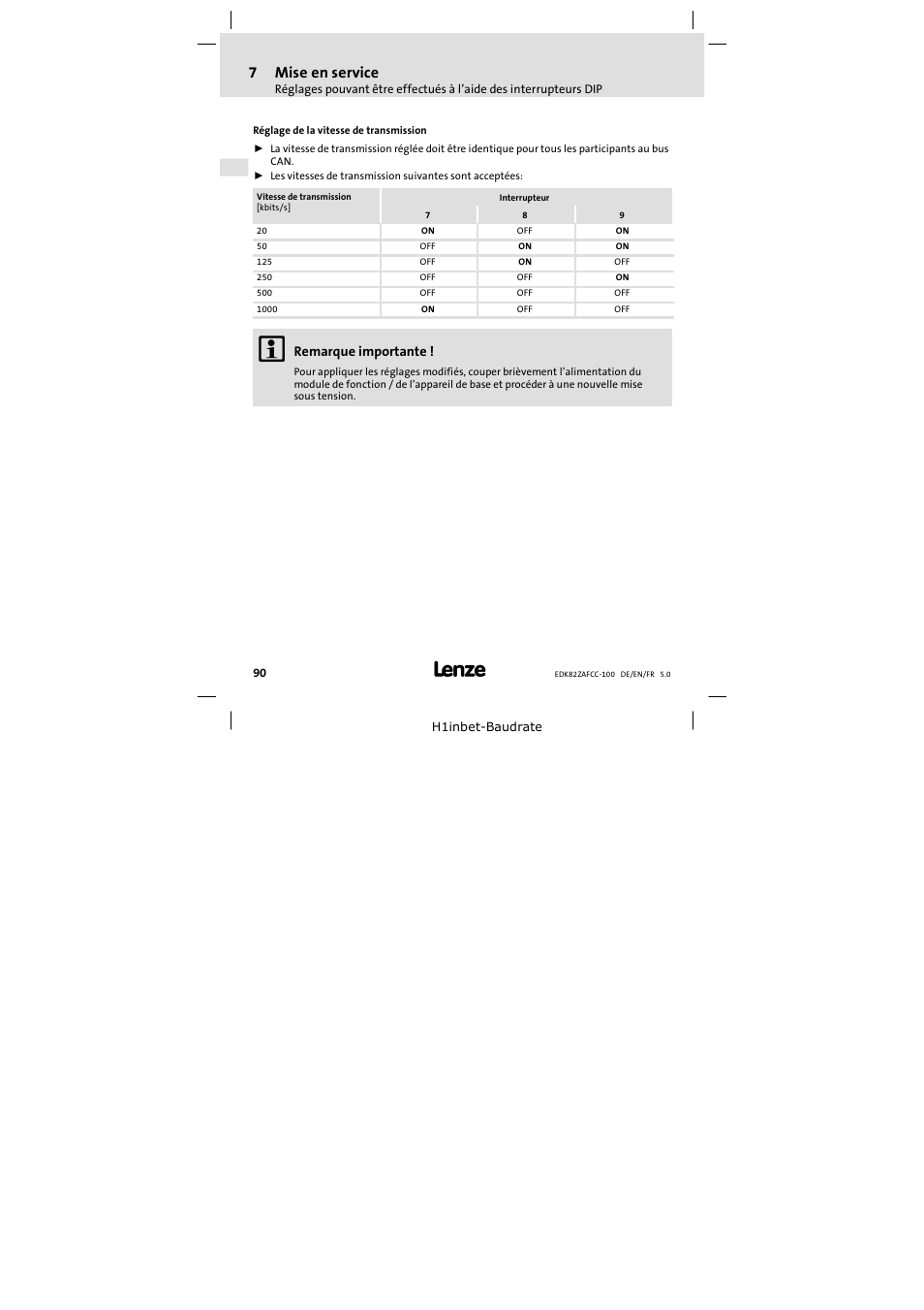 7mise en service | Lenze E82ZAFCC100 User Manual | Page 90 / 96