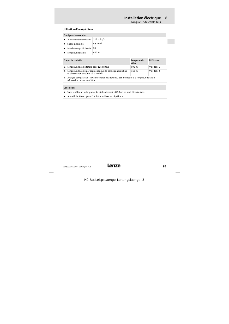 Installation électrique | Lenze E82ZAFCC200 User Manual | Page 85 / 94