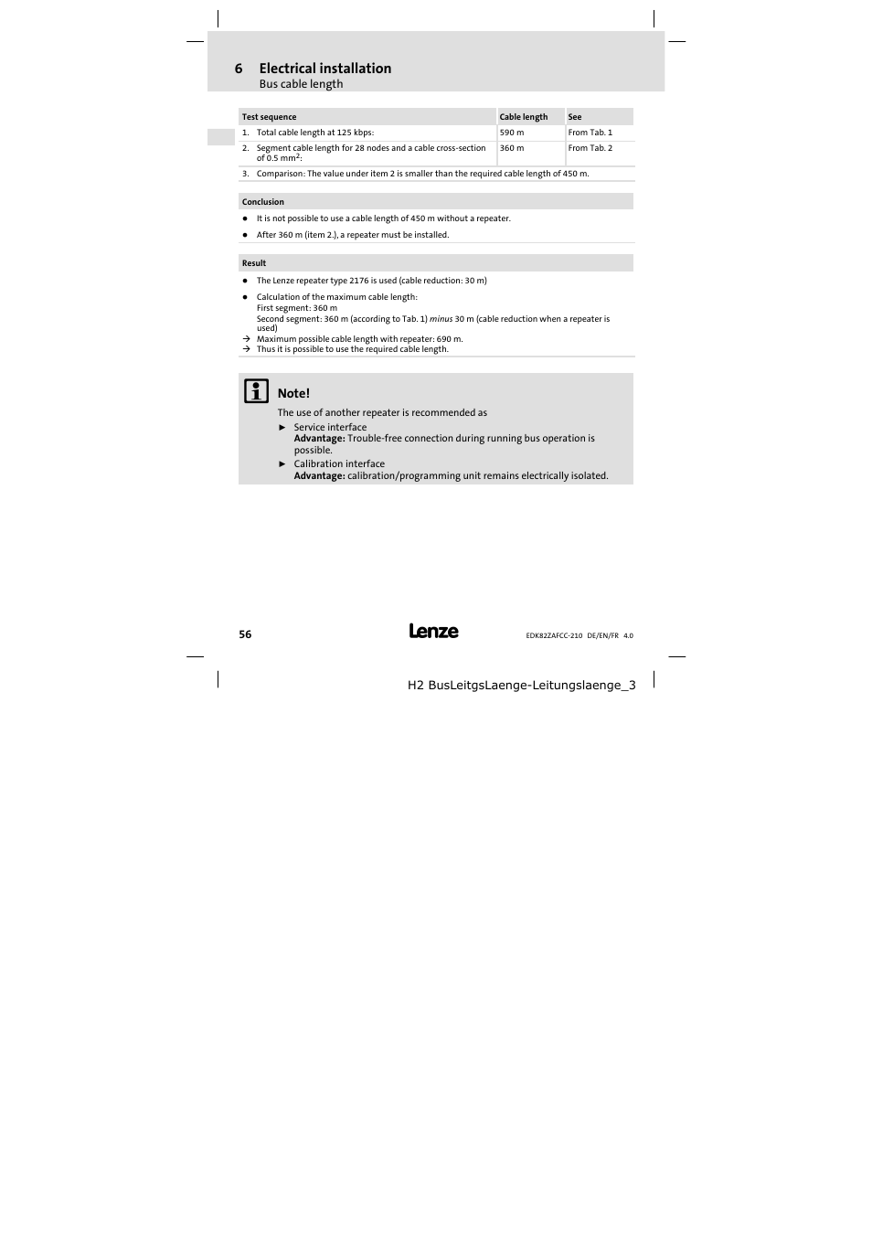 6electrical installation | Lenze E82ZAFCC210 User Manual | Page 56 / 96