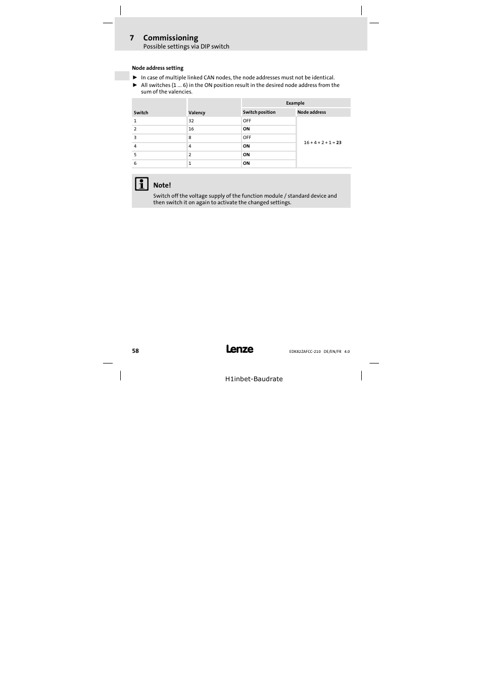 7commissioning | Lenze E82ZAFCC210 User Manual | Page 58 / 96