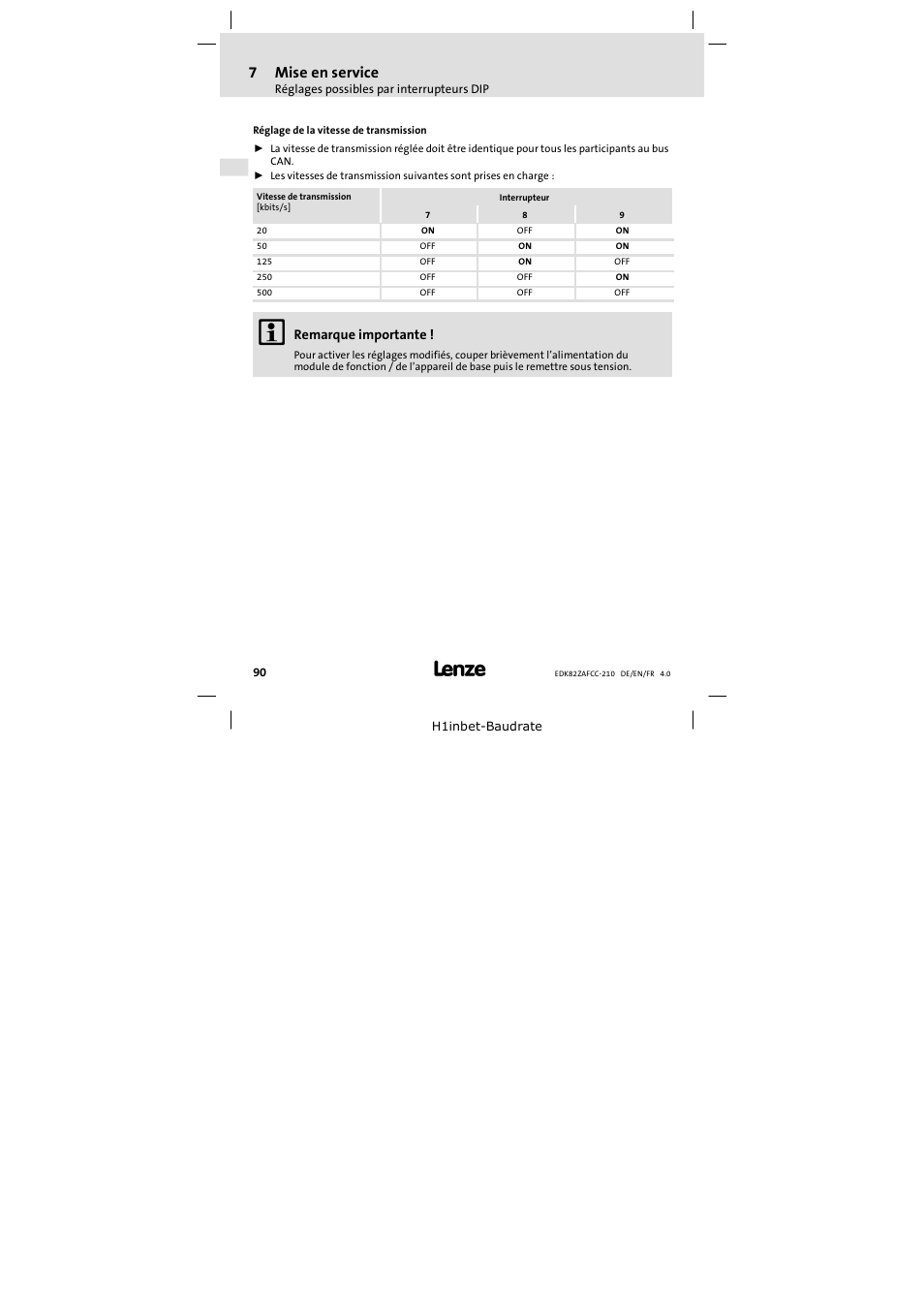 7mise en service | Lenze E82ZAFCC210 User Manual | Page 90 / 96