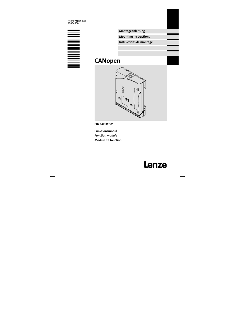 Lenze E82ZAFUC001 User Manual | 108 pages