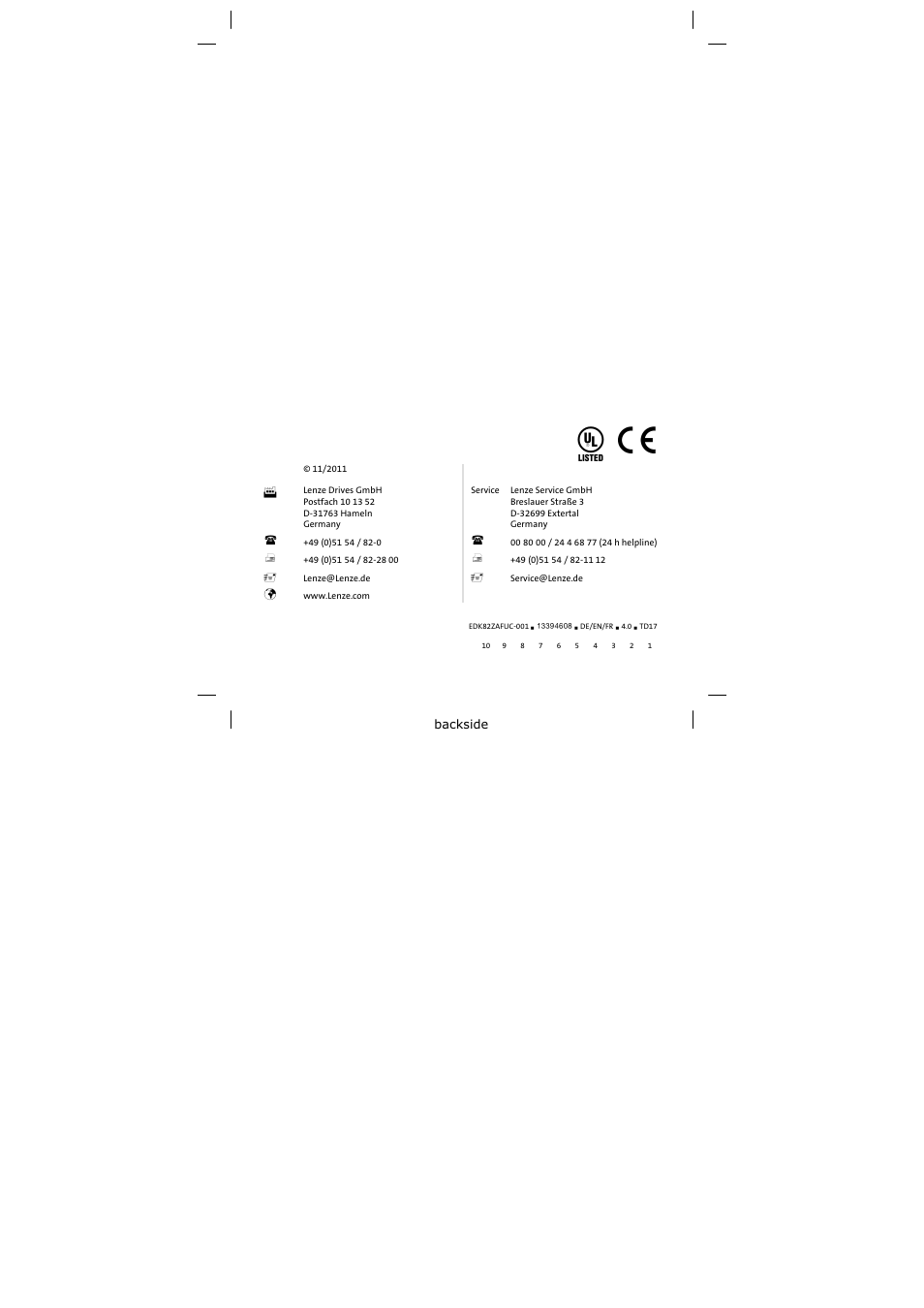 Lenze E82ZAFUC001 User Manual | Page 108 / 108