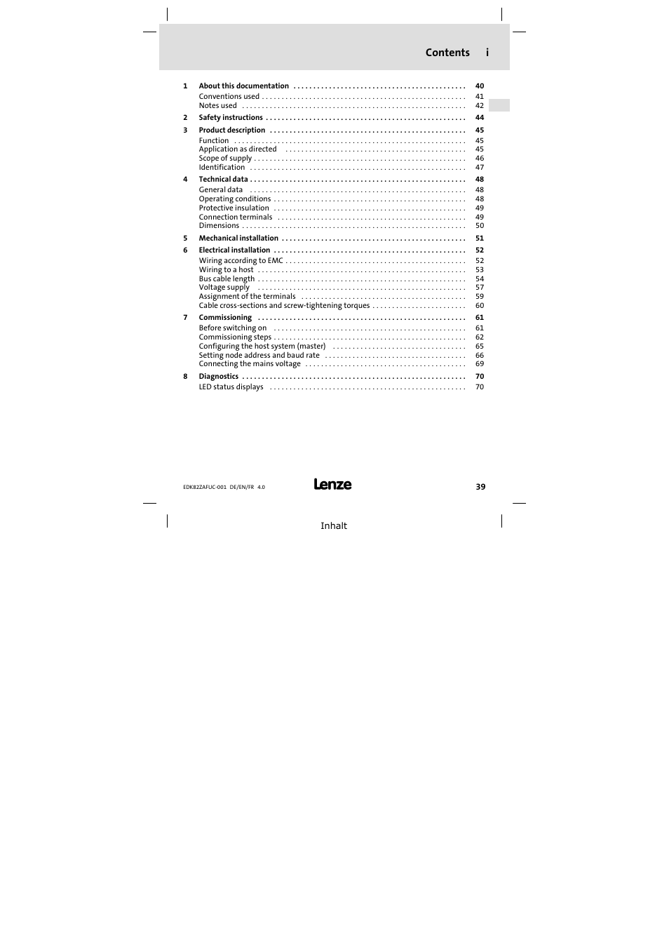 Lenze E82ZAFUC001 User Manual | Page 39 / 108