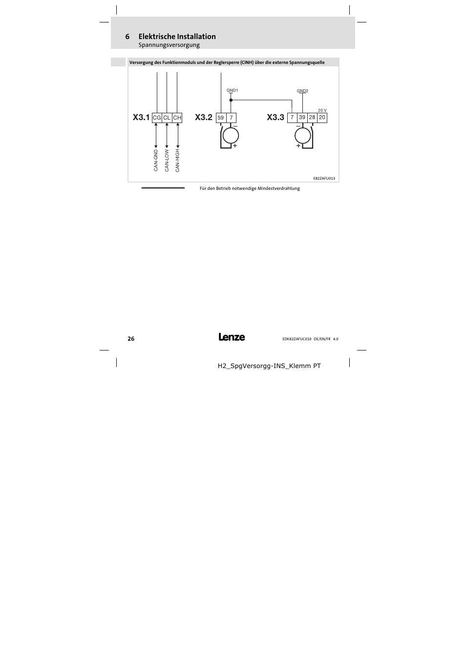 6elektrische installation | Lenze E82ZAFUC010 User Manual | Page 26 / 114