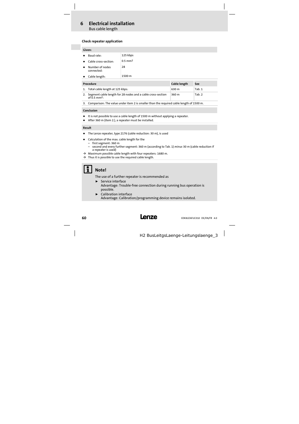 6electrical installation | Lenze E82ZAFUC010 User Manual | Page 60 / 114