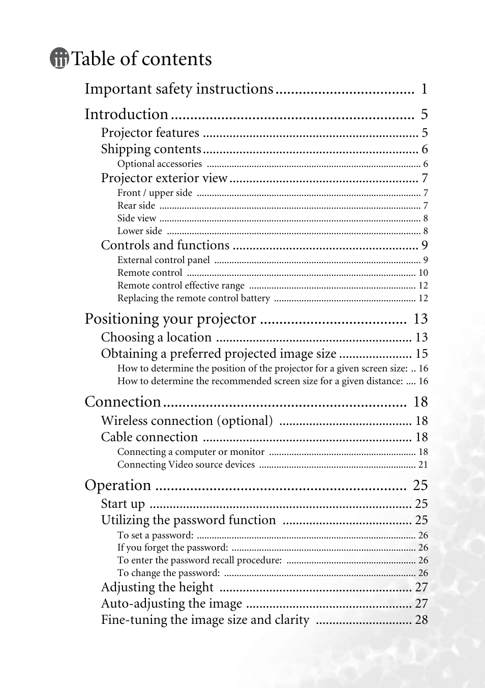 BenQ MP620 User Manual | Page 3 / 61