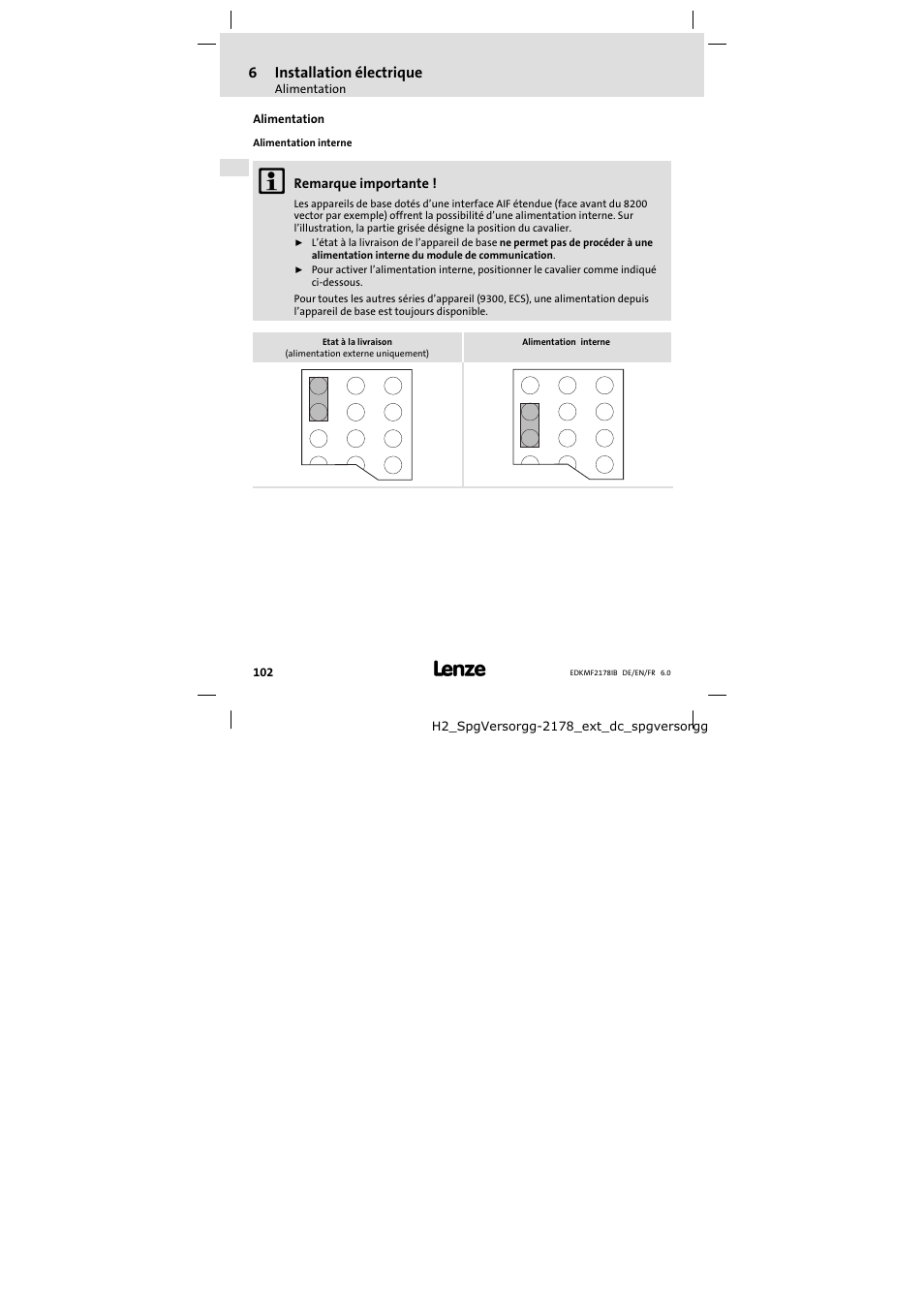 Alimentation | Lenze EMF2178IB User Manual | Page 102 / 118