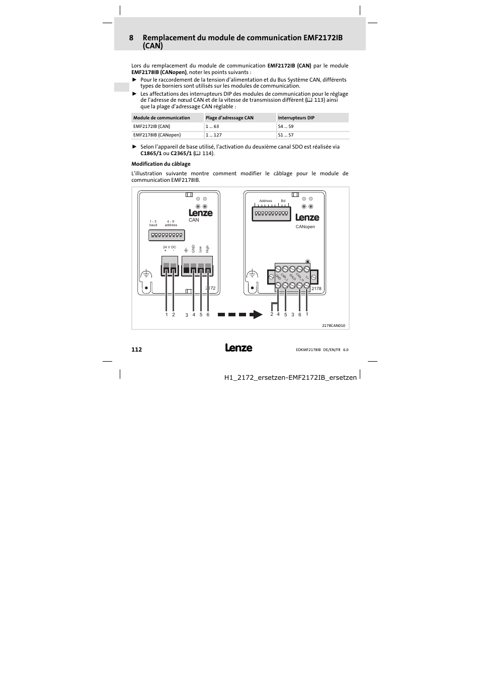 Lenze EMF2178IB User Manual | Page 112 / 118