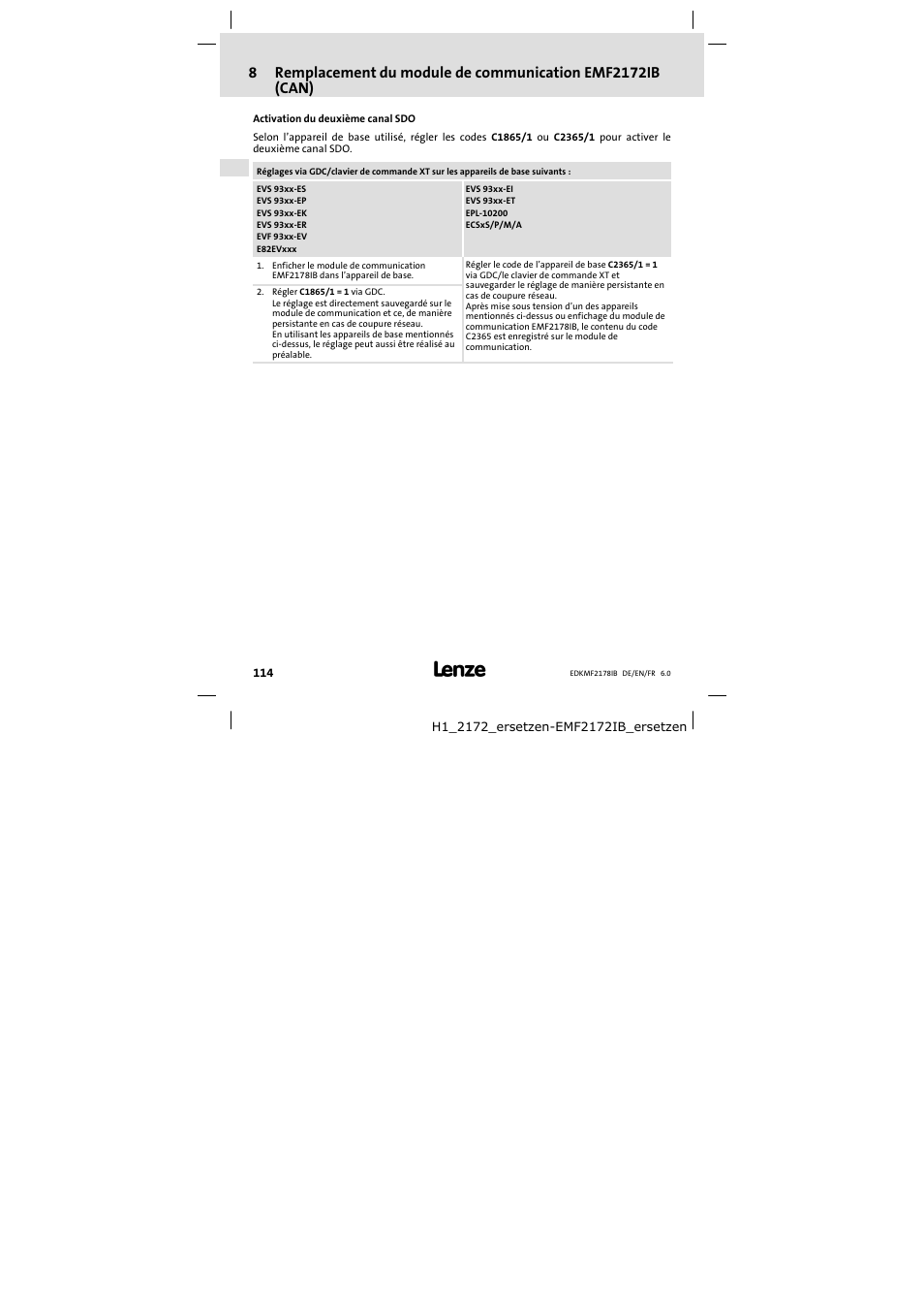 Diagnostic, Affichages d’état par led | Lenze EMF2178IB User Manual | Page 114 / 118