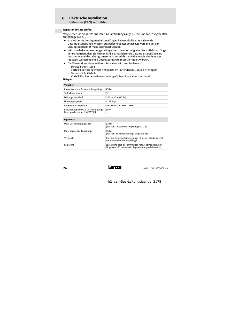 6elektrische installation | Lenze EMF2178IB User Manual | Page 24 / 118