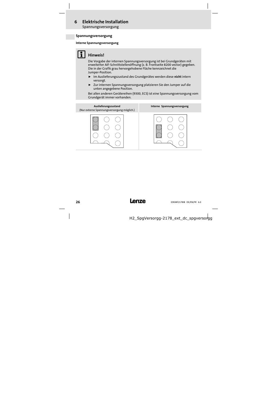 Spannungsversorgung | Lenze EMF2178IB User Manual | Page 26 / 118