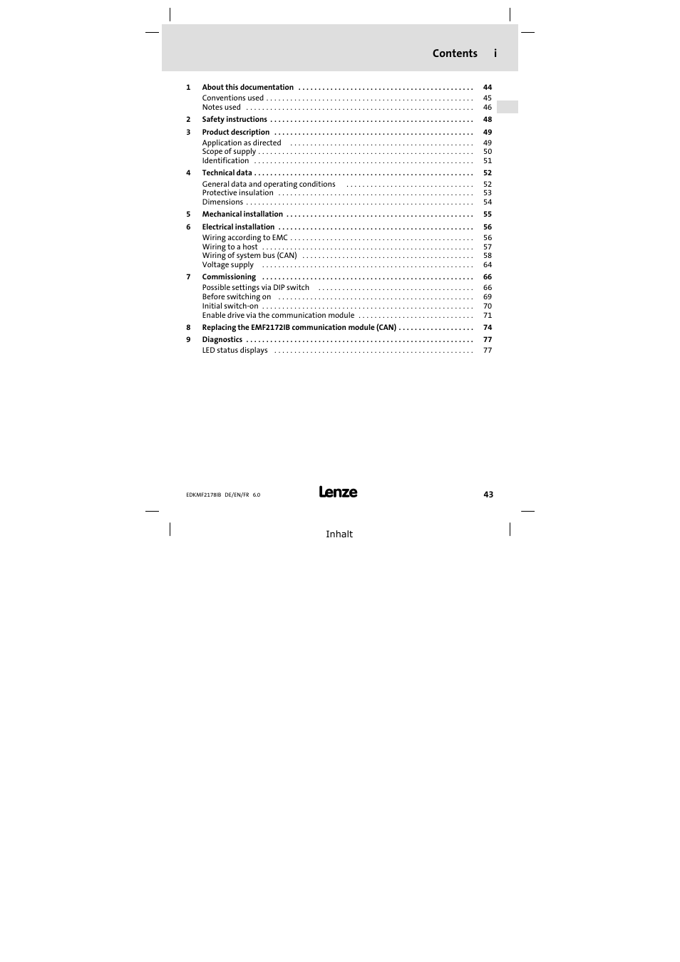 Lenze EMF2178IB User Manual | Page 43 / 118