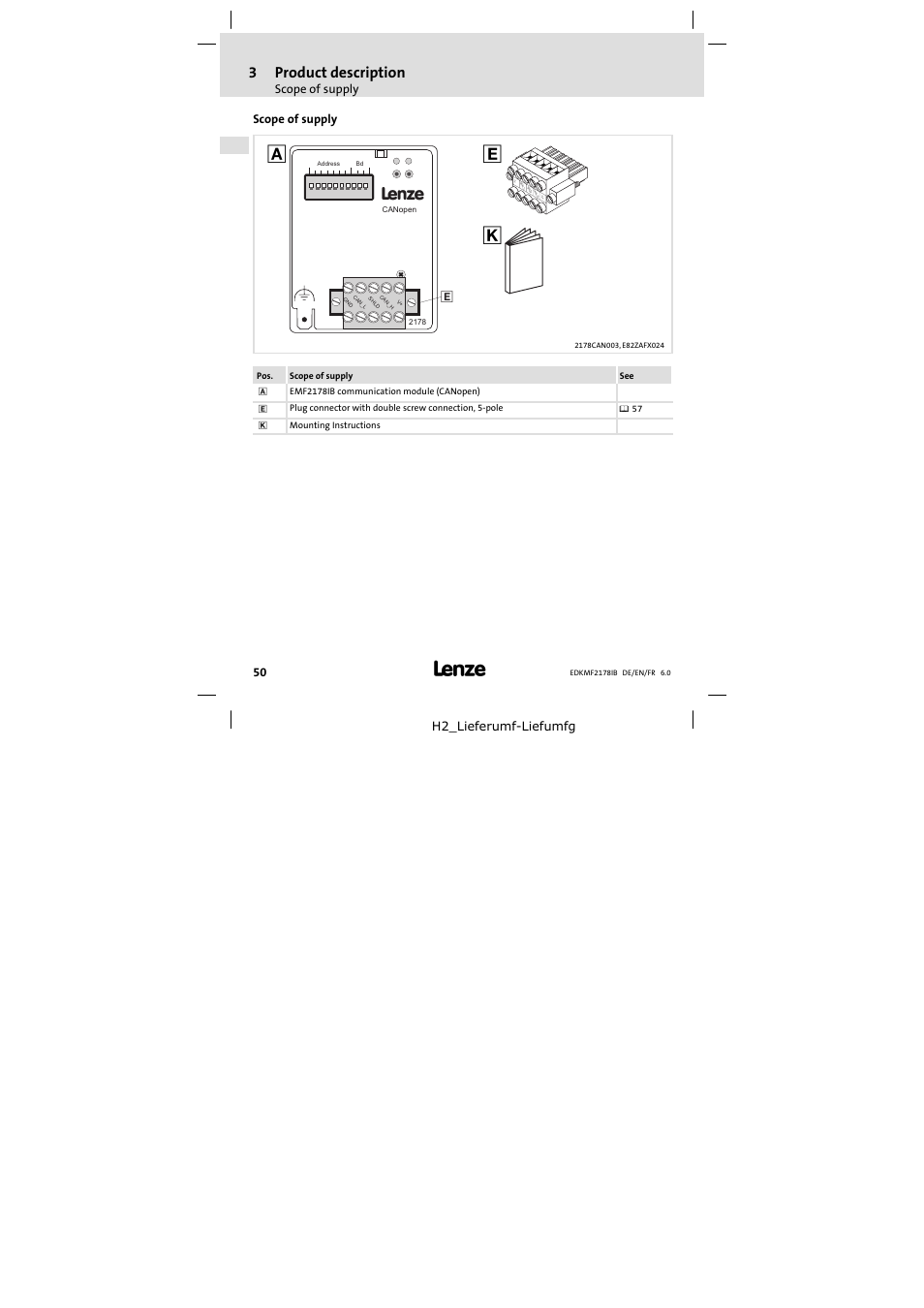 Scope of supply, 3product description | Lenze EMF2178IB User Manual | Page 50 / 118
