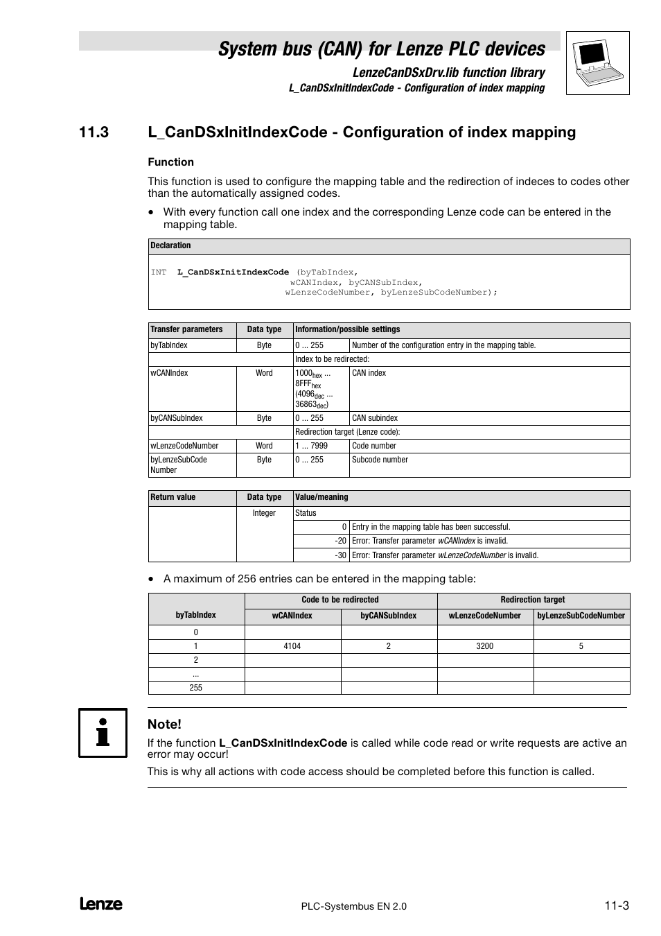 System bus (can) for lenze plc devices, Lenzecandsxdrv.lib function library | Lenze DDS System bus CAN for PLC User Manual | Page 159 / 178