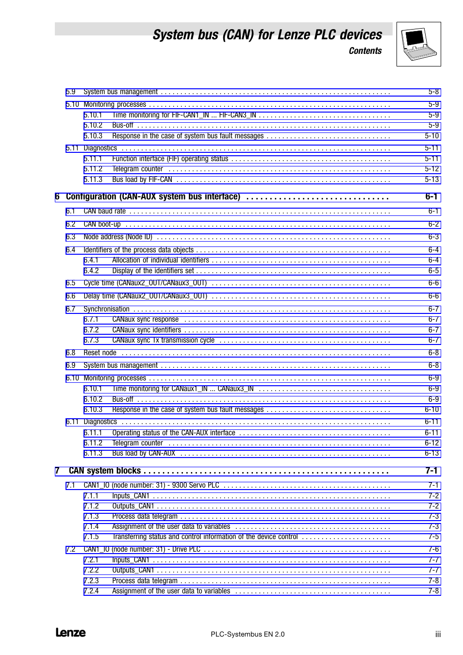 System bus (can) for lenze plc devices | Lenze DDS System bus CAN for PLC User Manual | Page 5 / 178