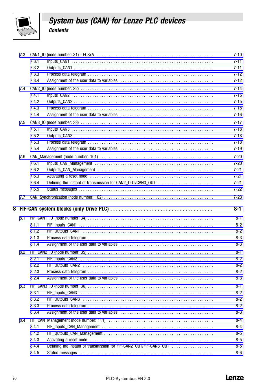 System bus (can) for lenze plc devices | Lenze DDS System bus CAN for PLC User Manual | Page 6 / 178