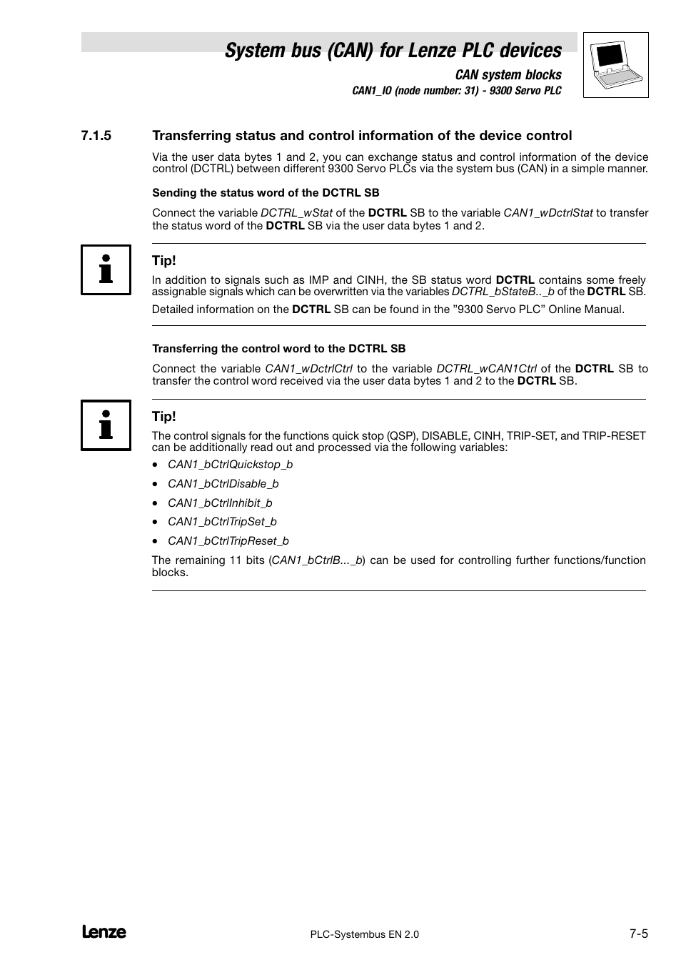 System bus (can) for lenze plc devices | Lenze DDS System bus CAN for PLC User Manual | Page 93 / 178