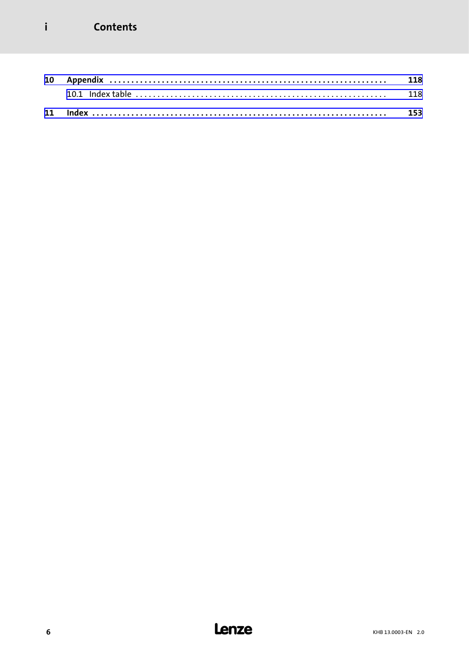 Contents i | Lenze 931M-931W User Manual | Page 6 / 158