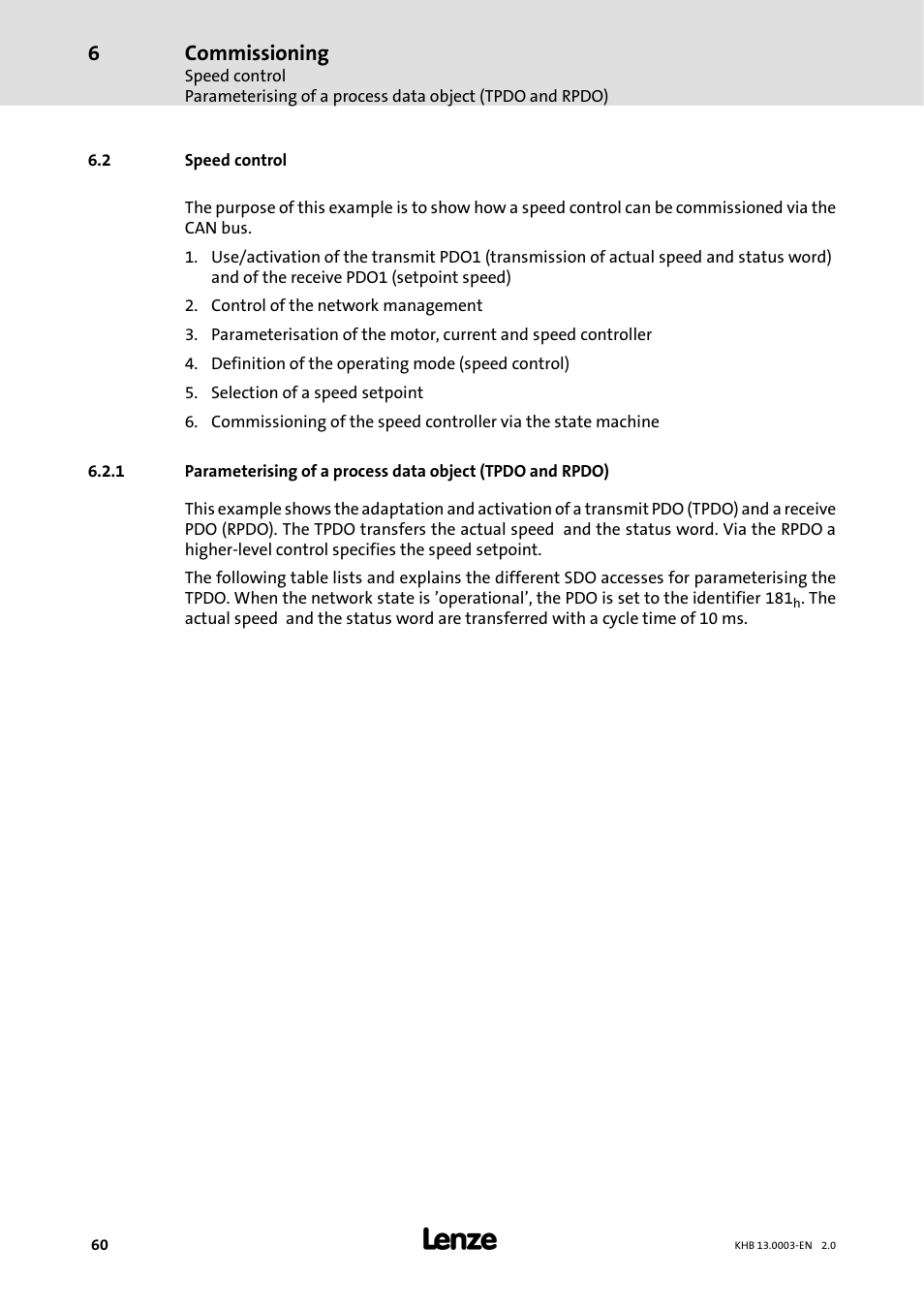 2 speed control, Commissioning | Lenze 931M-931W User Manual | Page 60 / 158