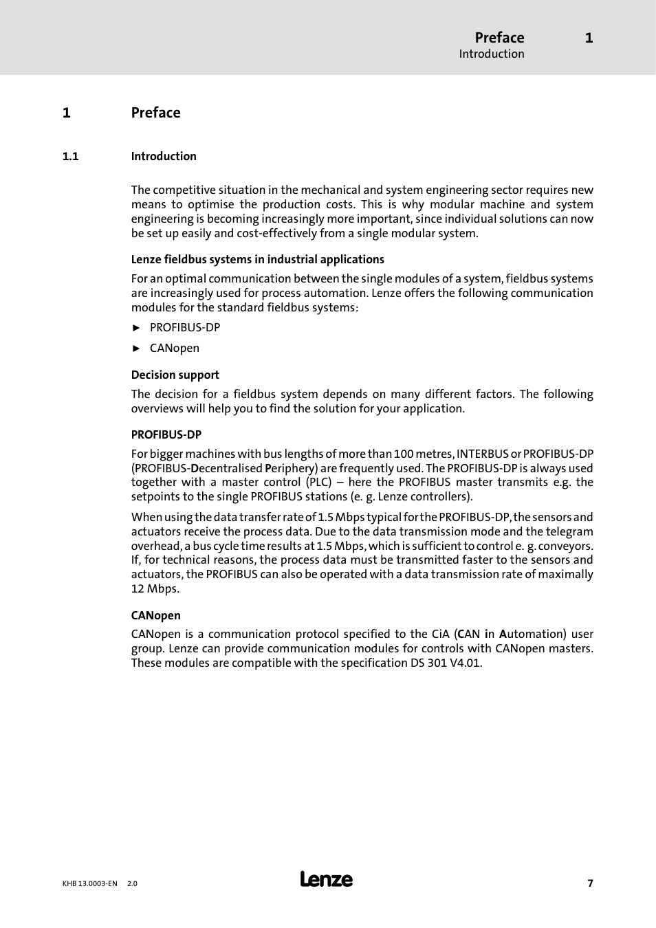 1 preface, 1 introduction, Preface | 1preface | Lenze 931M-931W User Manual | Page 7 / 158