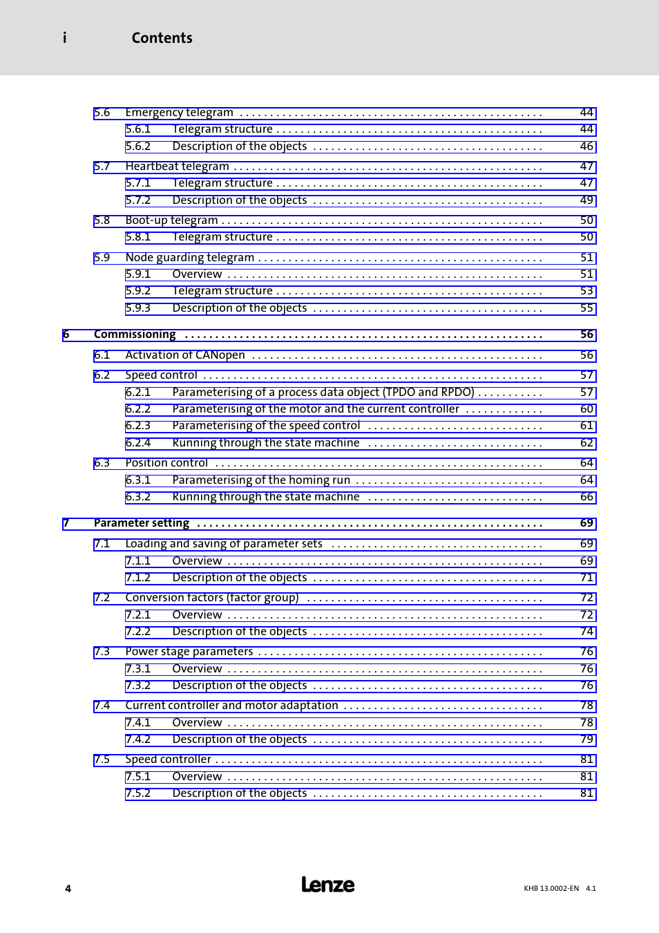 Contents i | Lenze 931K User Manual | Page 4 / 148