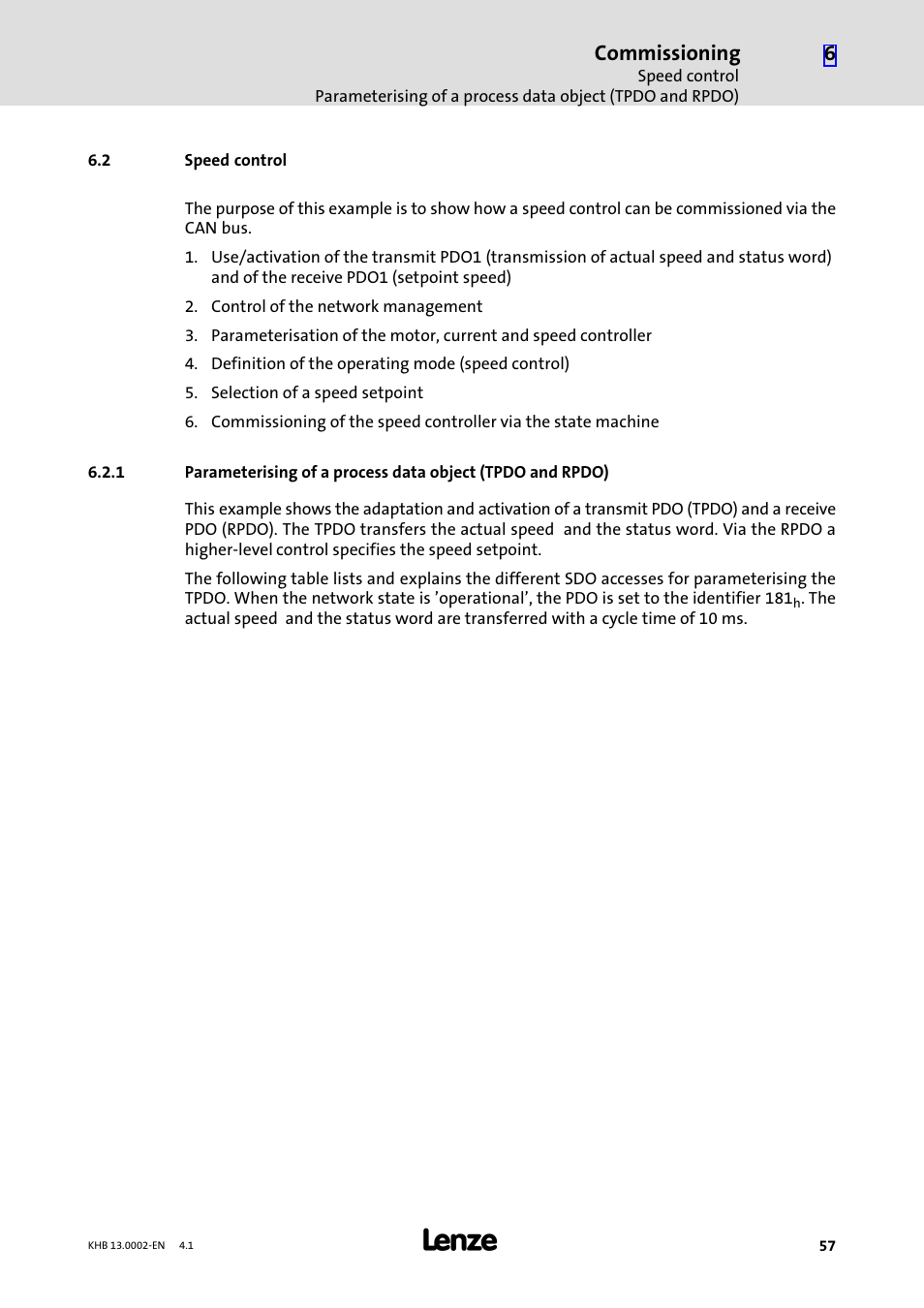 2 speed control, Speed control, Commissioning | Lenze 931K User Manual | Page 57 / 148