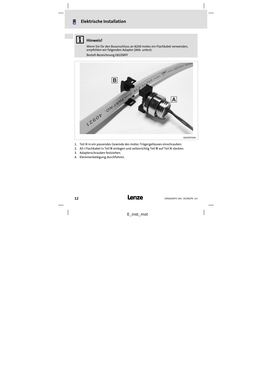 Lenze E82ZAFFC001 User Manual | Page 12 / 58