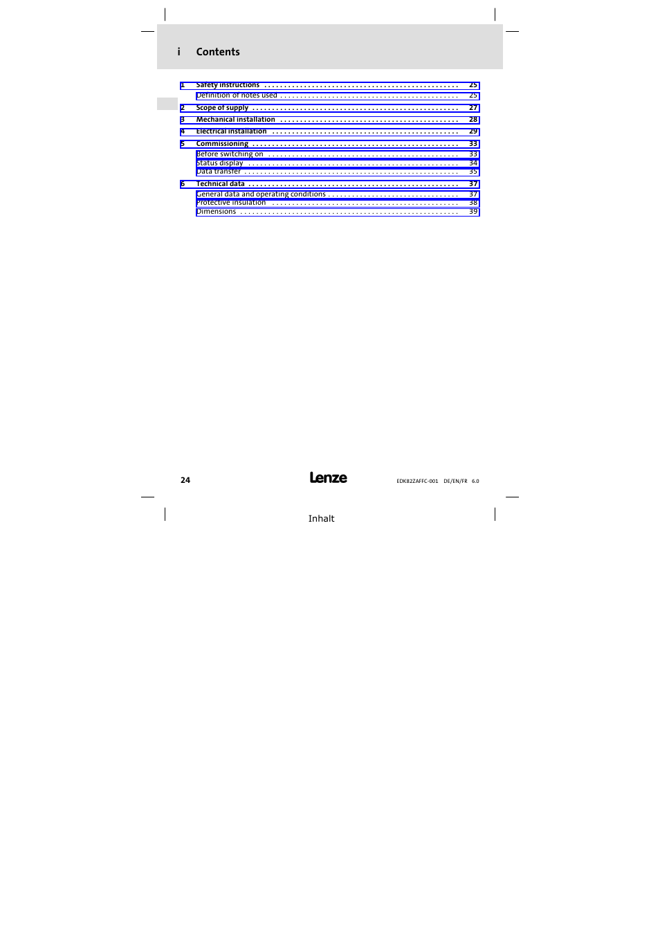 Lenze E82ZAFFC001 User Manual | Page 24 / 58