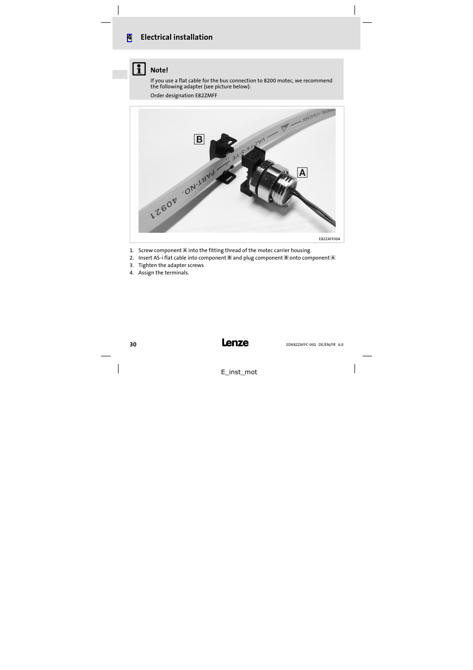 Lenze E82ZAFFC001 User Manual | Page 30 / 58