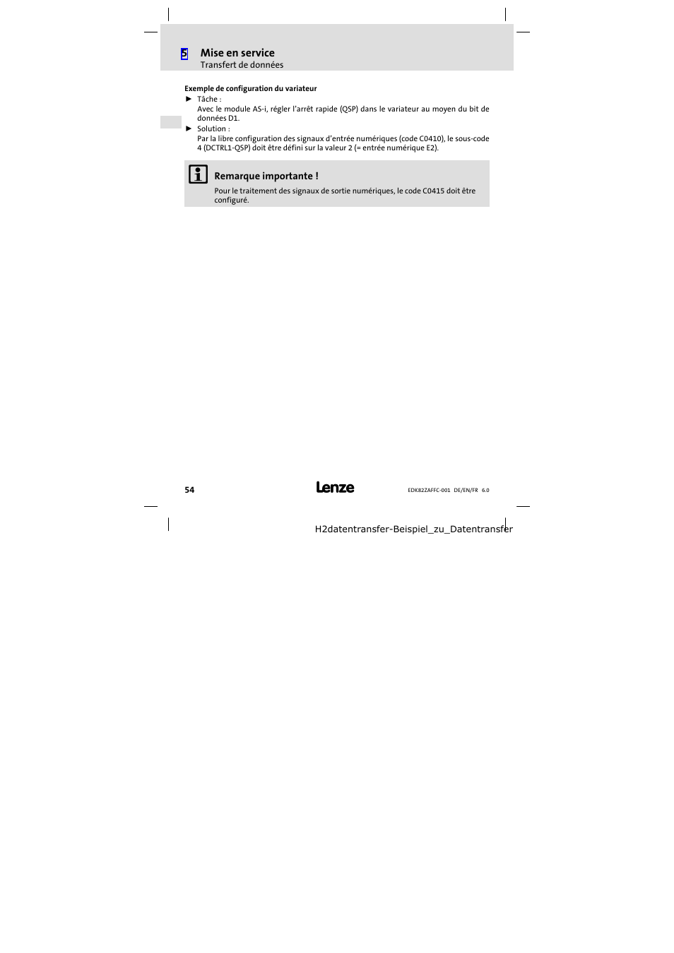 Lenze E82ZAFFC001 User Manual | Page 54 / 58