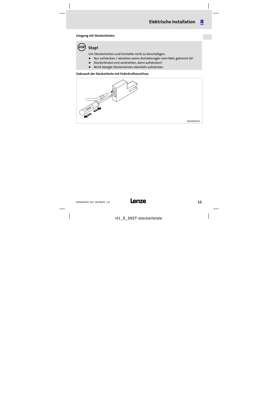 Lenze E82ZAFFC010 User Manual | Page 11 / 58